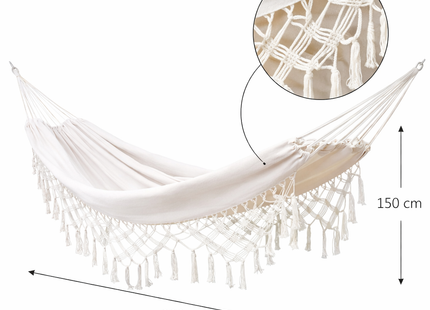 Hamaca Con Borlas 150x200 Blanca Relax Exterior