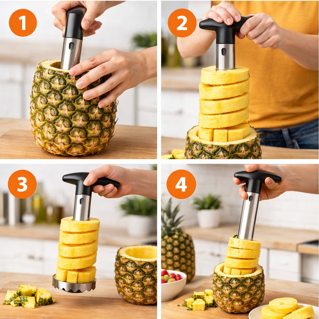 Cortador Pelador de Piña Extrae y Rebana Fácil