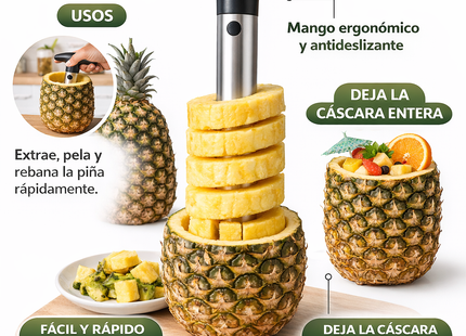 Cortador Pelador de Piña Extrae y Rebana Fácil