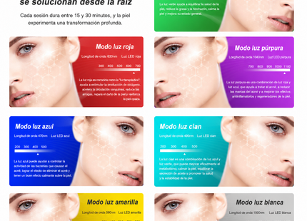 Máscara Facial Led 7 Colores Terapia Lumínica Rejuvenecedora