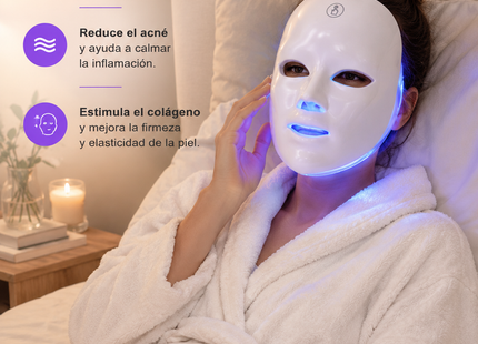 Máscara Facial Led 7 Colores Terapia Lumínica Rejuvenecedora