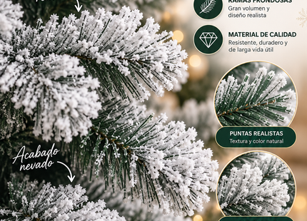 Árbol de Navidad Artificial Nevado 180 cm Soporte Metálico SDS53