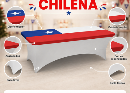 Funda Mantel Spandex Fechas Patrias Elástica 180x75x75 Cm