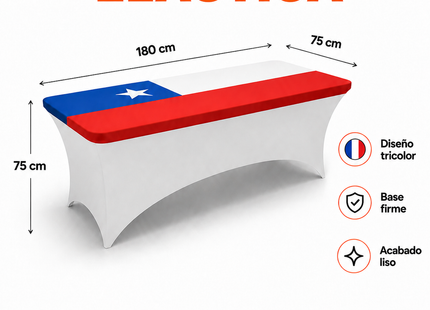 Funda Mantel Spandex Fechas Patrias Elástica 180x75x75 Cm