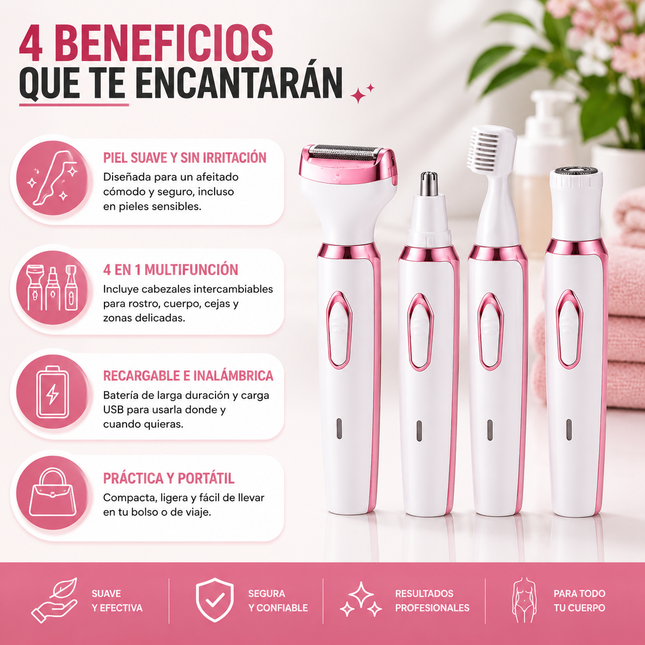 Depiladora Afeitadora 4 En 1 Recargable
