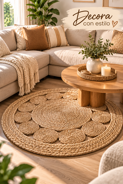 Alfombra Yute 100 Cm Fibra Natural Decorativa