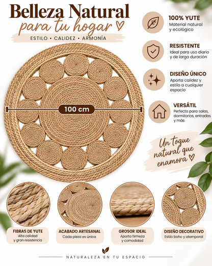 Alfombra Yute 100 Cm Fibra Natural Decorativa