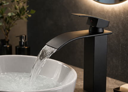 Llave Monomando Lavamanos Grifería Baño Color Negro