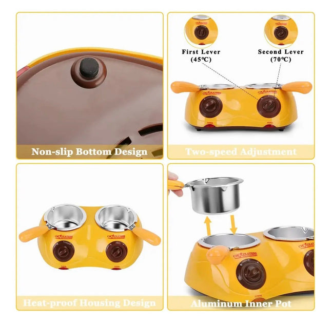 Chocolatera Doble de Fondue Máquina para Derretir Chocolate