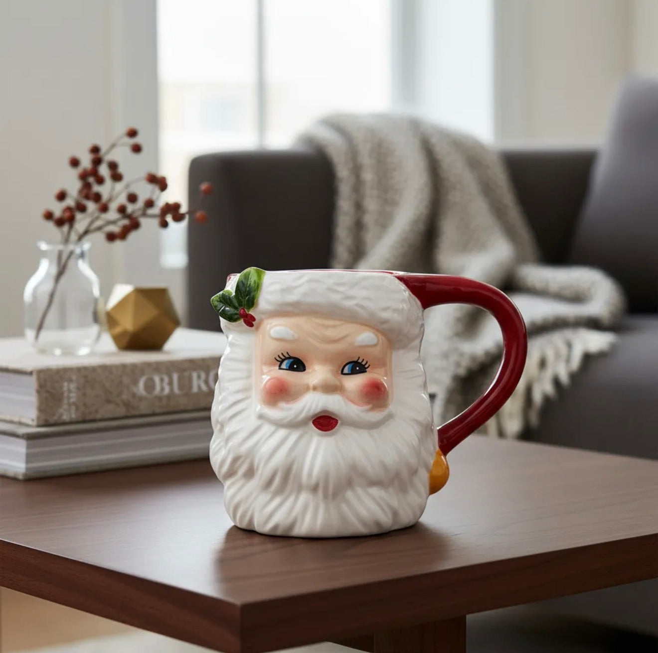 Vaso de Viejo Pascuero 300 Ml de Cerámica Decoración Navideña