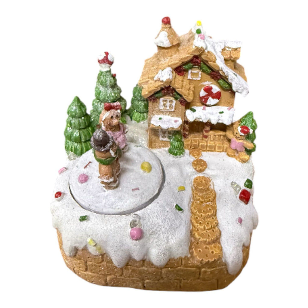 Adorno Navideño Musical Con Luces Casa Con Muñecos de Jengibre