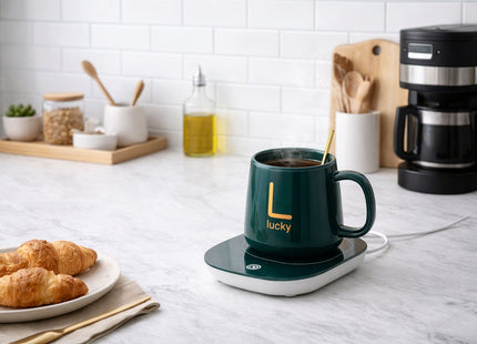 Taza Mug De Café Te Con Calentador Eléctrico Caja De Regalo