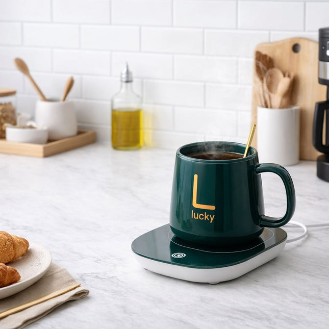 Taza Mug De Café Te Con Calentador Eléctrico Caja De Regalo