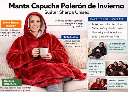 Manta Capucha Poleron De Invierno Sueter Sherpa Unisex