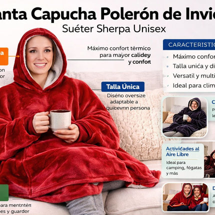 Manta Capucha Poleron De Invierno Sueter Sherpa Unisex