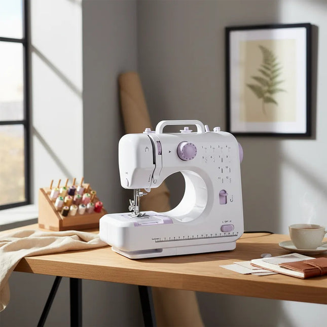 Mini Maquina De Coser Portátil Color Blanco