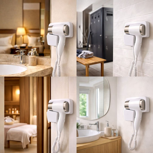 Secador de Pelo de Pared 1300W para Baño | Ideal Hotel, Hogar y Gimnasio – Bajo Ruido 220V