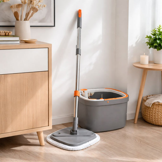 Mopa Giratoria 360° con Balde Centrifugador | Limpieza sin Esfuerzo y Secado Rápido