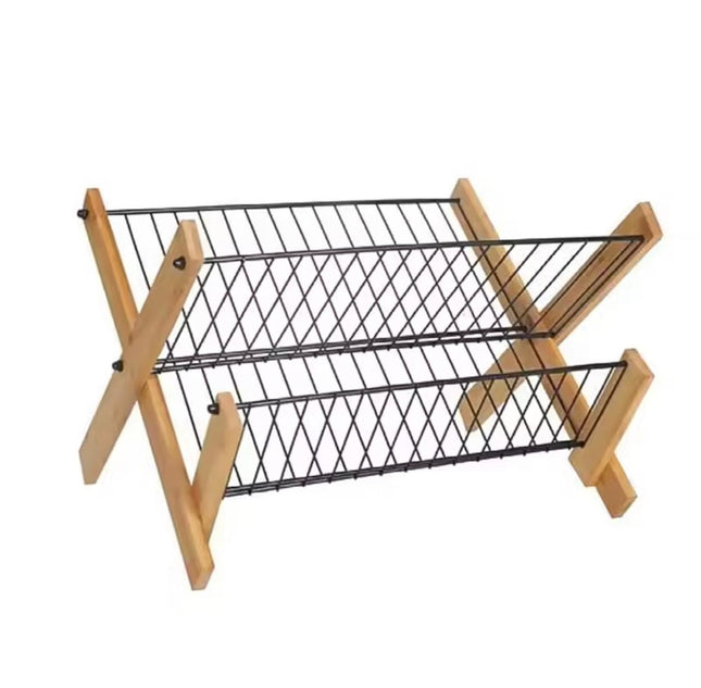 Escurridor Secaplatos de Madera y Metal 2 Niveles