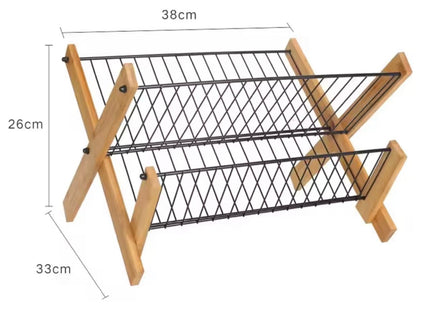 Escurridor Secaplatos de Madera y Metal 2 Niveles