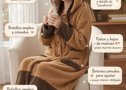 Pijama Bata De Capibara Polar Unisex Tendencia con Bolsillos